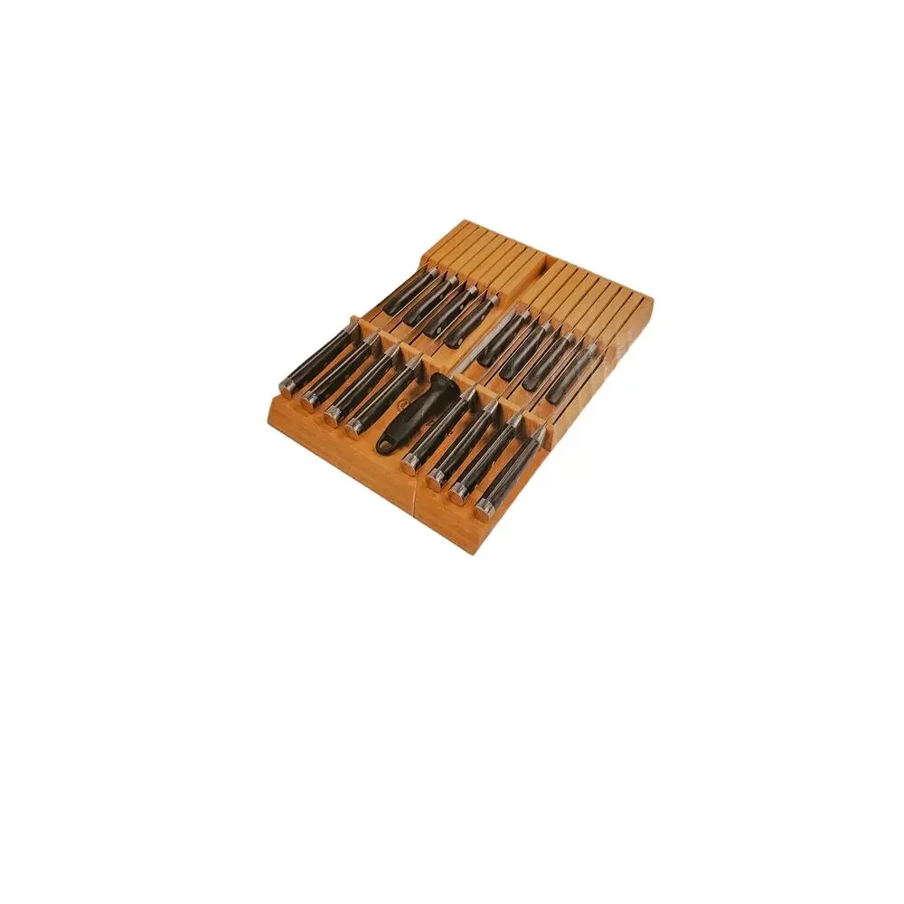 Utoplike Bamboo Knife Tray Holder- Knives Not Included New Open Box